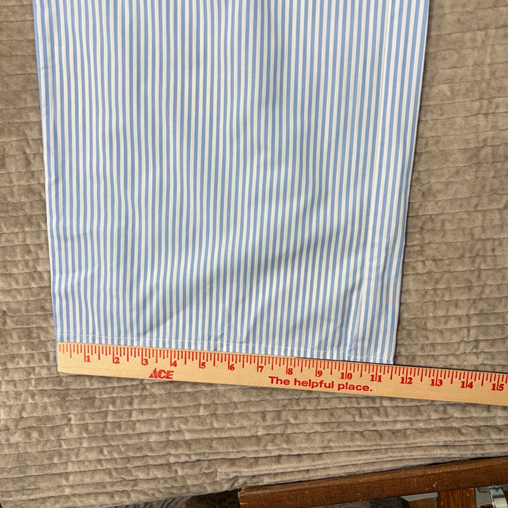 DONNI Blue White Striped Poplin Pants Wide Leg Cotton Rope Drawstring S - Picture 3 of 9